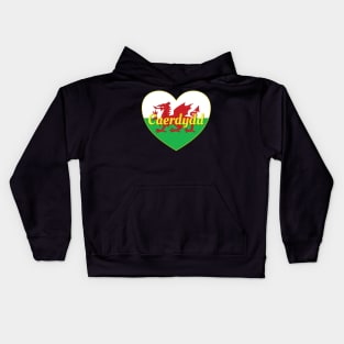 Caerdydd Cymru UK Baner Cymru Heart Kids Hoodie